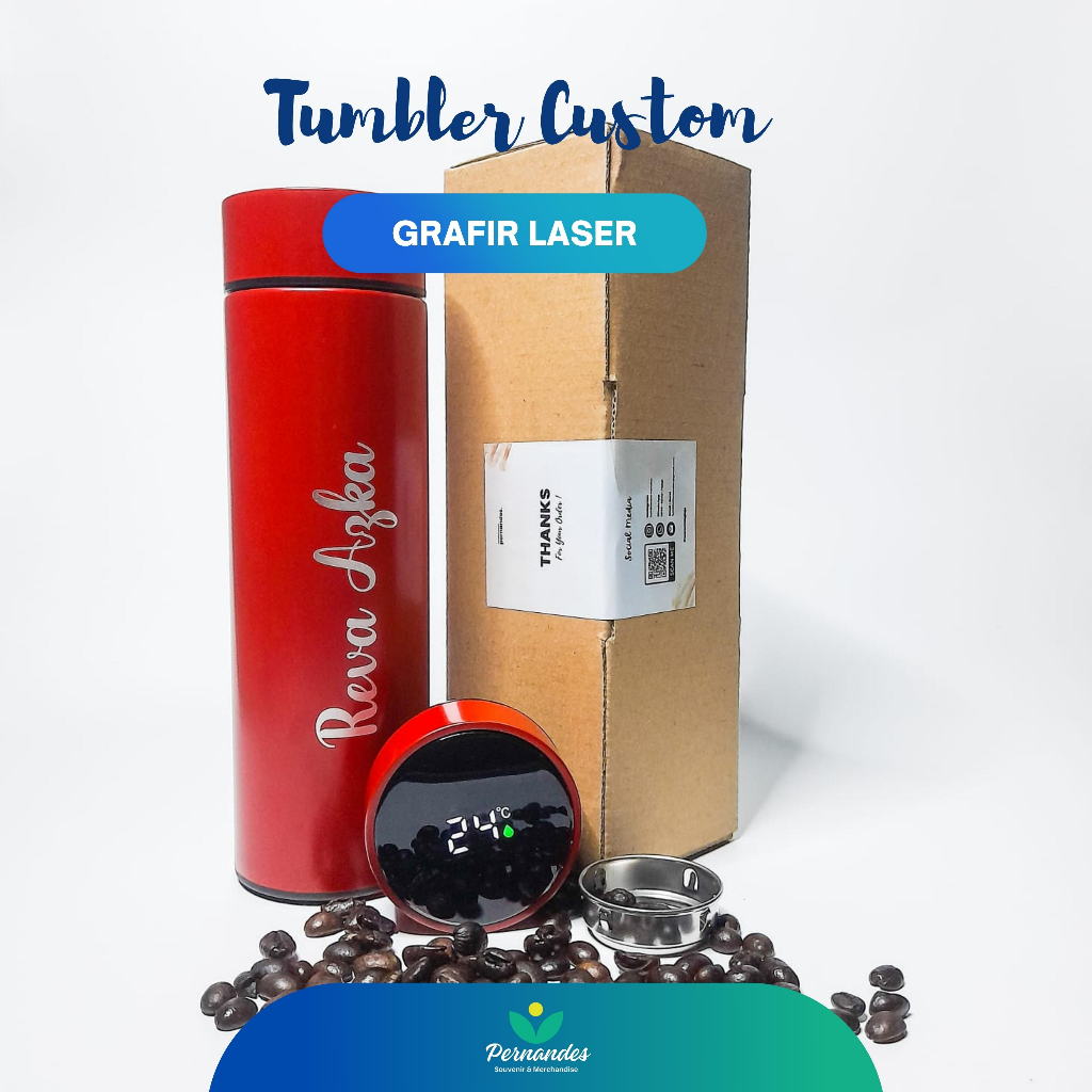 Jual Custom Smart Tumbler LED Suhu Thermos SAKURA Tumlbr Custom