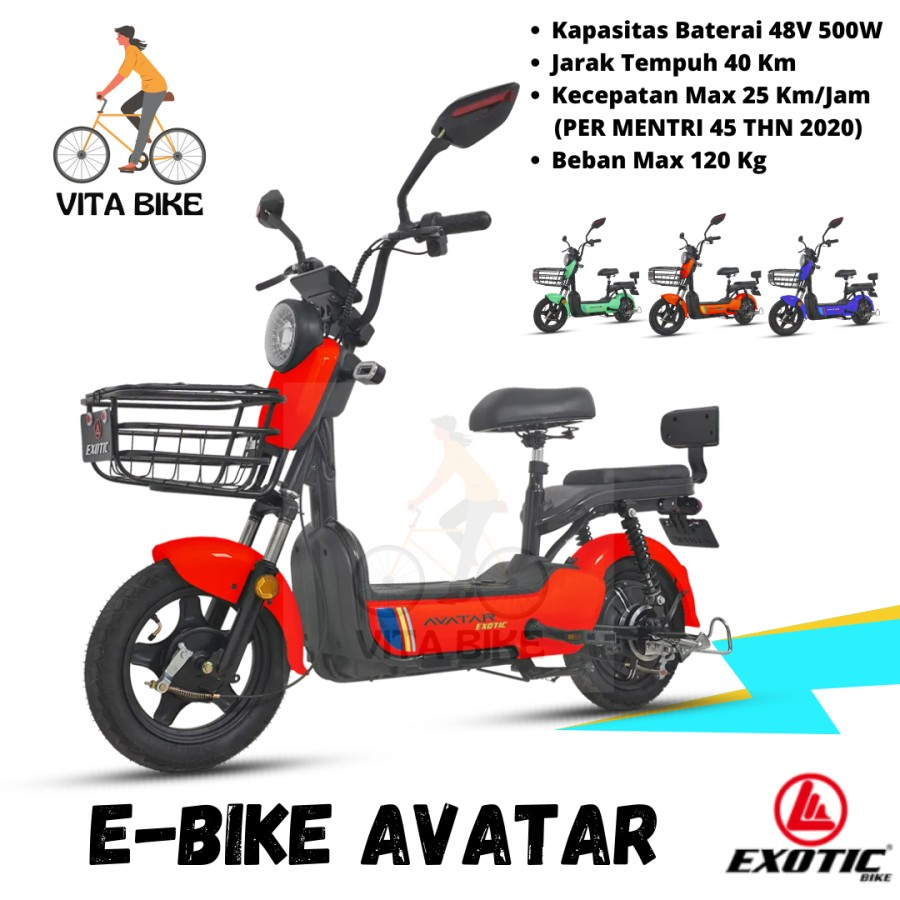 Jual Sepeda Listrik E Bike Exotic Avatar V Ah Watt Biru