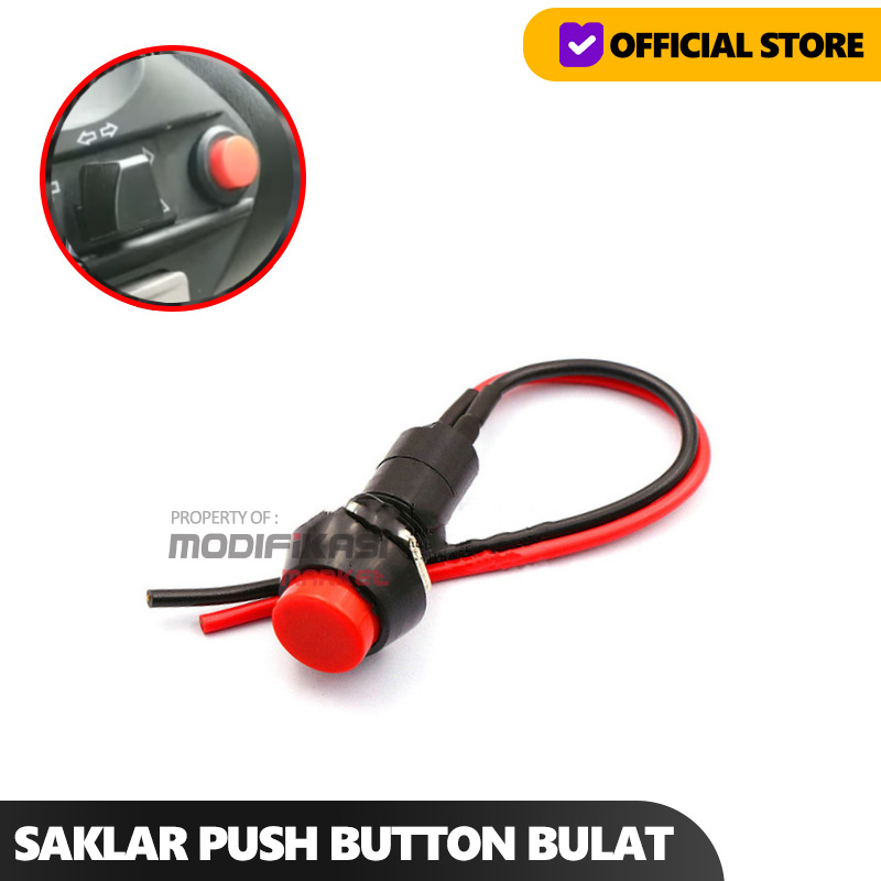 Jual SAKLAR BULAT PUSH BUTTON ON OFF BULAT SAKLAR MOTOR SWITCH MOBIL