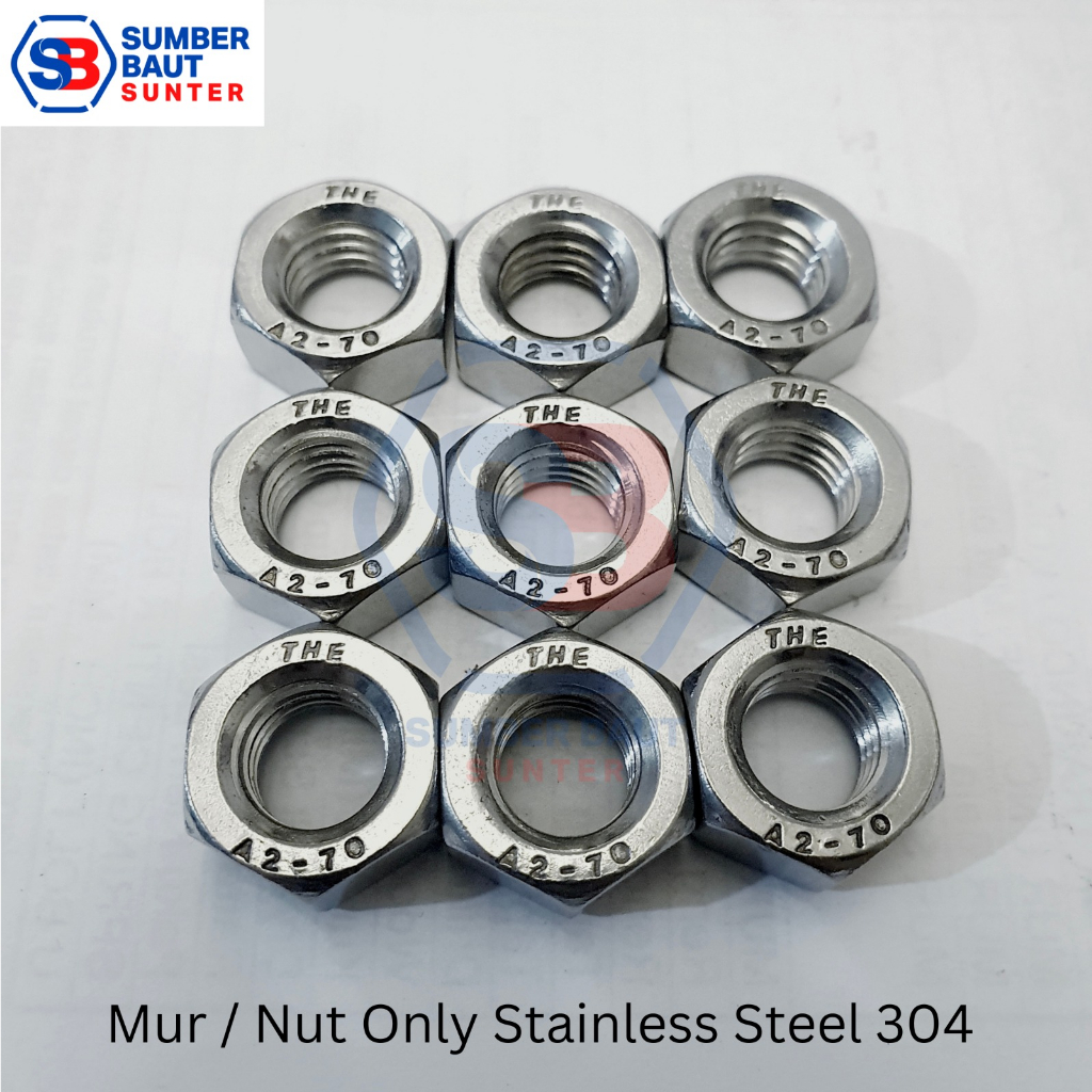 Jual M X Mur Stainless Steel Drat Halus Ss Nut Only Hex Mm