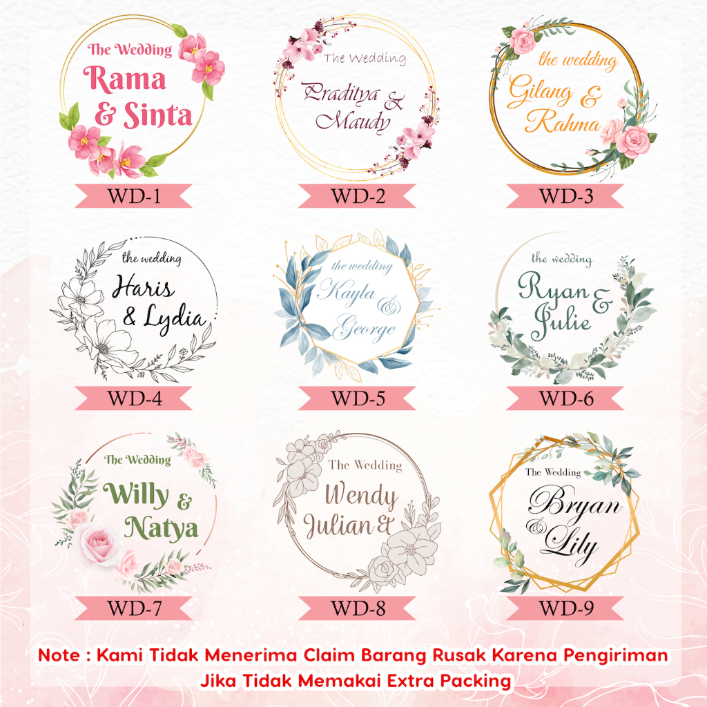 Jual Stiker Wedding Bulat Souvenir Pernikahan Custom Cetak Sticker