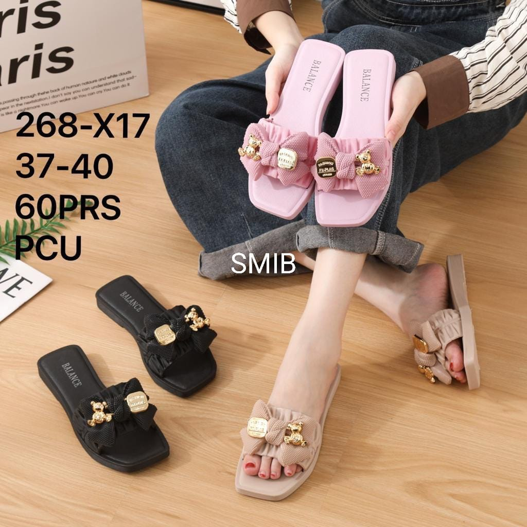 Jual Sandal Selop Wanita Karet Import Balance Motif Pita Emas X