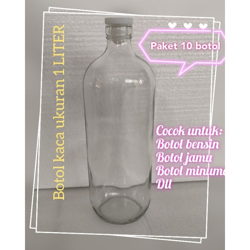 Jual BOTOL KACA 1000ml BOTOL JAMU BOTOL BENSIN ECERAN Shopee Indonesia