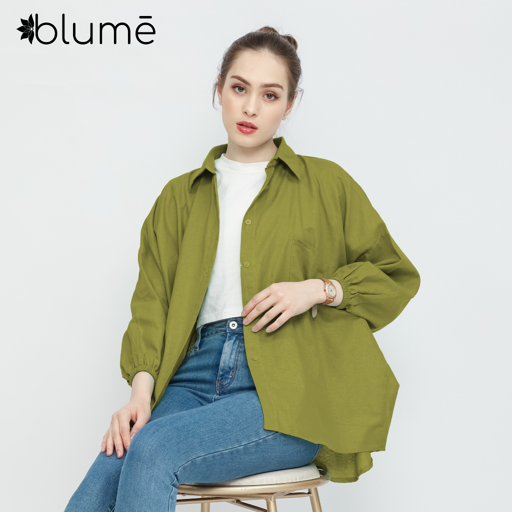 Jual Blume Peony Blouse Kemeja Oversize Basic Outer Atasan