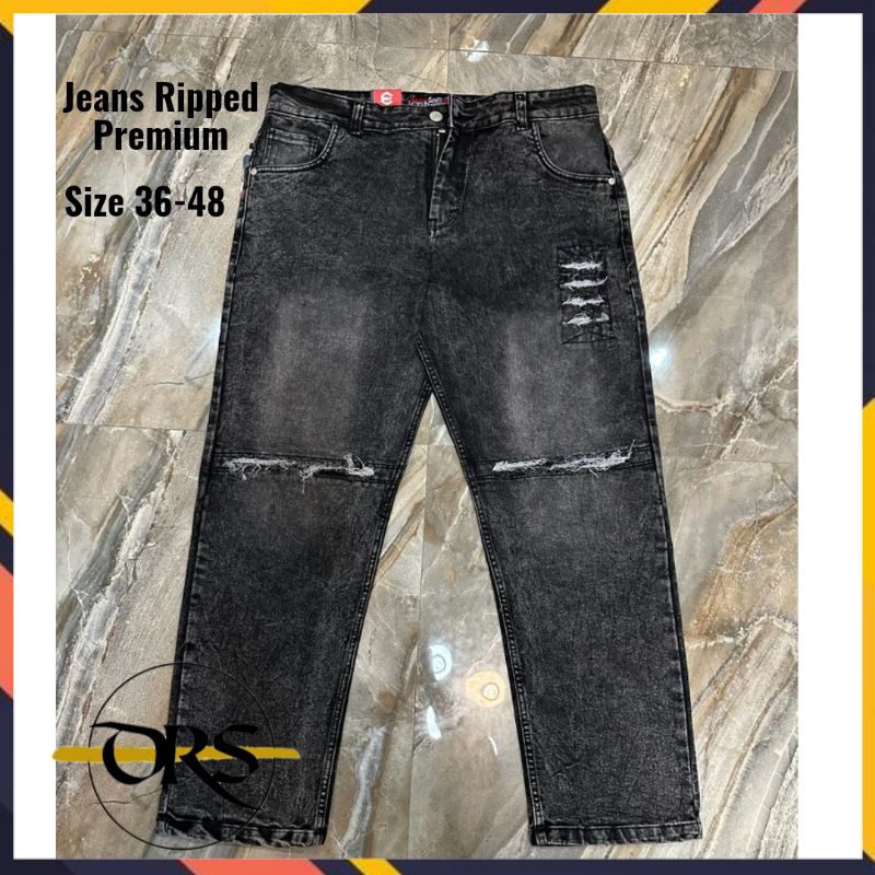 Jual Celana Sobek Jumbo Pria Slim Fit Big Size Celana Jeans Sobek Jumbo