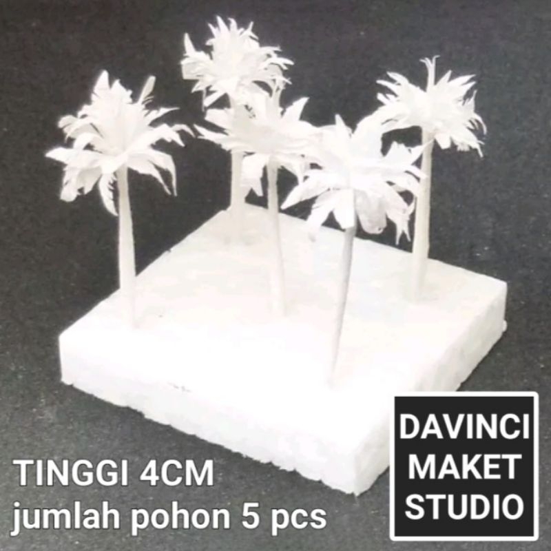 Jual MH Miniatur Pohon Palem Kelapa Monokrom MH Putih Maket Diorama