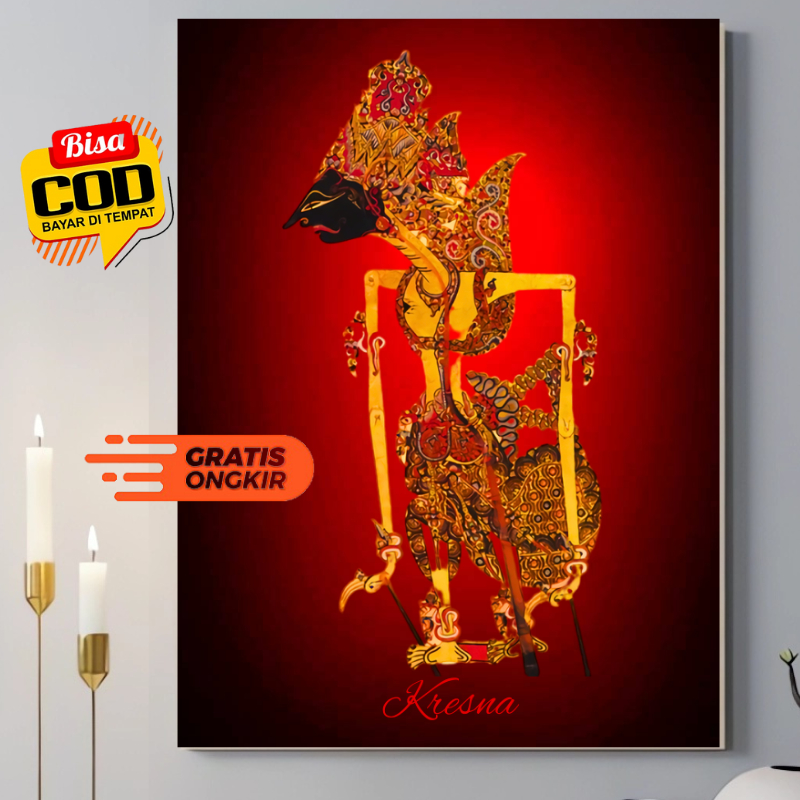 Jual Poster Wayang Kulit Kresna Krisna Untuk Hiasan Dinding Atau