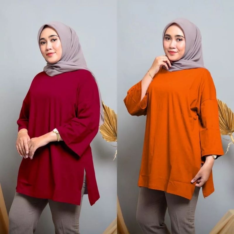 Jual Kaos Polos Oversize Ld130 Bahan Babyterry Tebal Atasan Hijab