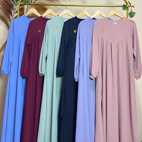 Jual Aira Dress Gamis Dewasa Polos Simple Bahan Crinkle Airflow Busui