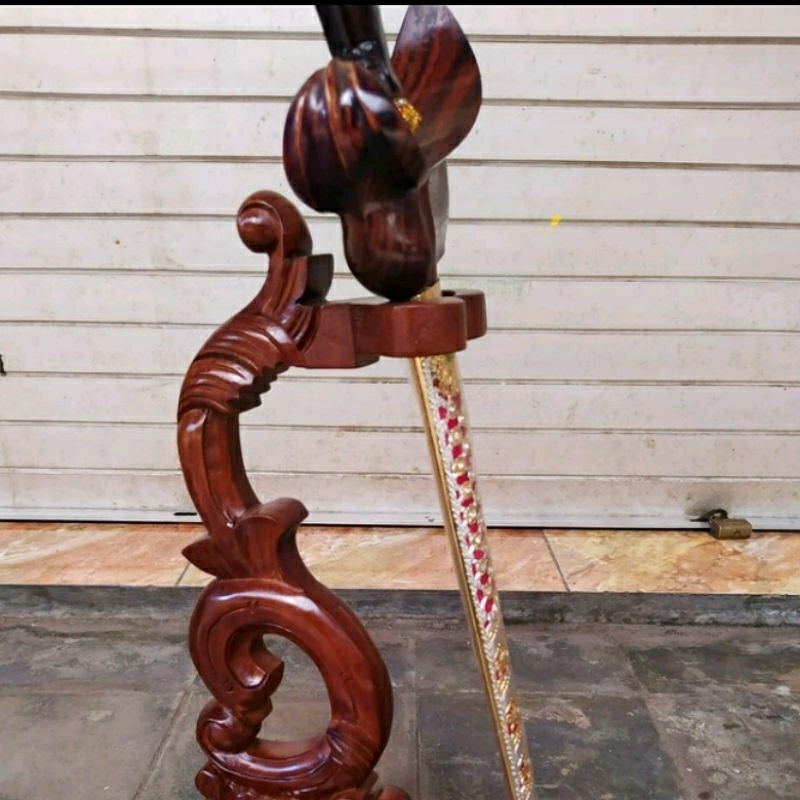 Jual Stand Jagrak Keris Kayu Jati Motif Lung Lungan Shopee Indonesia