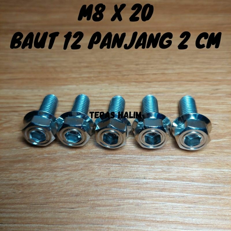 Jual Baut Probolt M8X20 Baut 12 Panjang 2 Cm Stainless 2 Kunci Shopee