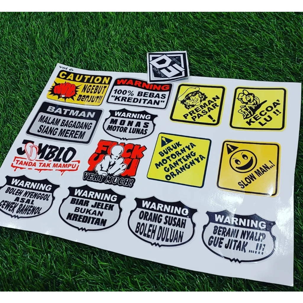 Jual Vol Sticker Paket Kata Kata Caution Stiker Pack Vinyl Hologram