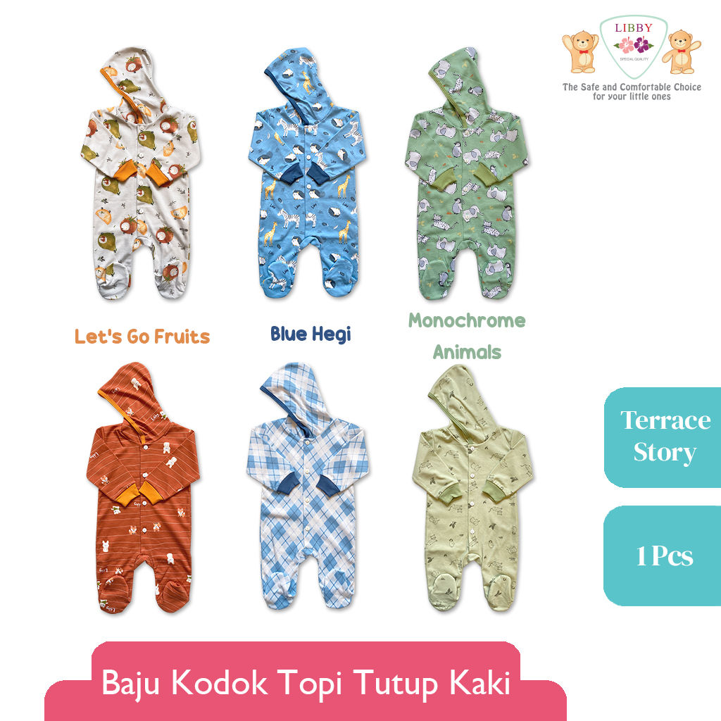 Jual Libby Baju Kodok Panjang Tutup Kaki Pakai Topi Motif Terrace Story