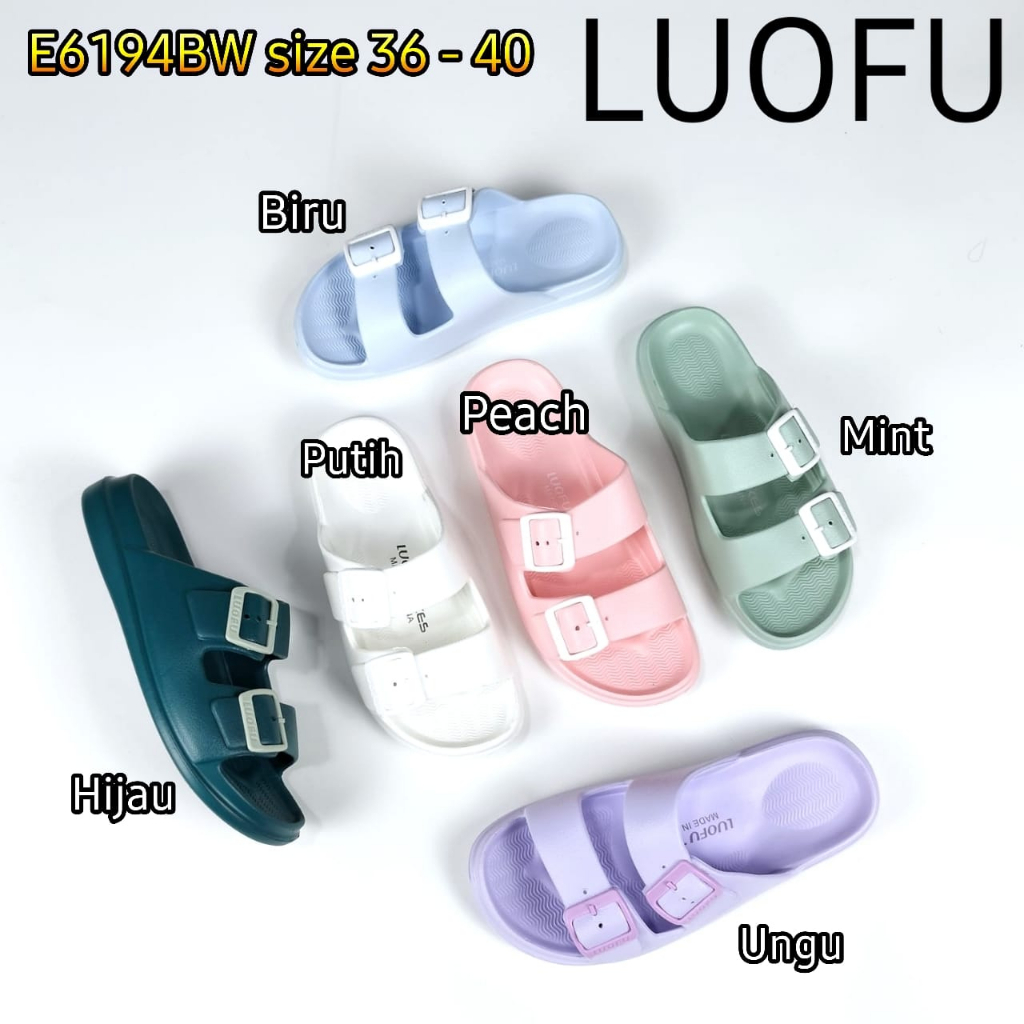 Jual E6194BW LUOFU ORIGINAL Jelly Sandal Karet Empuk Murah Wanita Selop