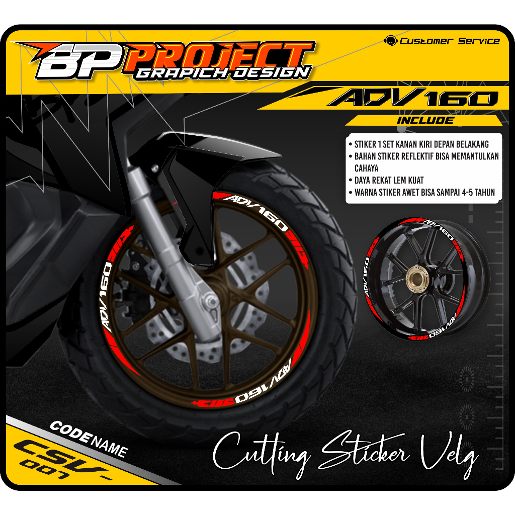 Jual CUTTING STICKER VELG HONDA ADV 160 NEW FULL SET CUTTING VELG ADV