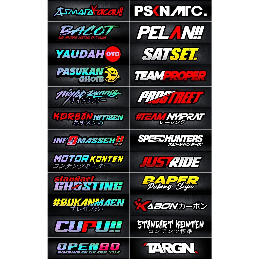 Jual Isi Pcs Sticker Vinil Racing Stiker Vinil Pack Sticker