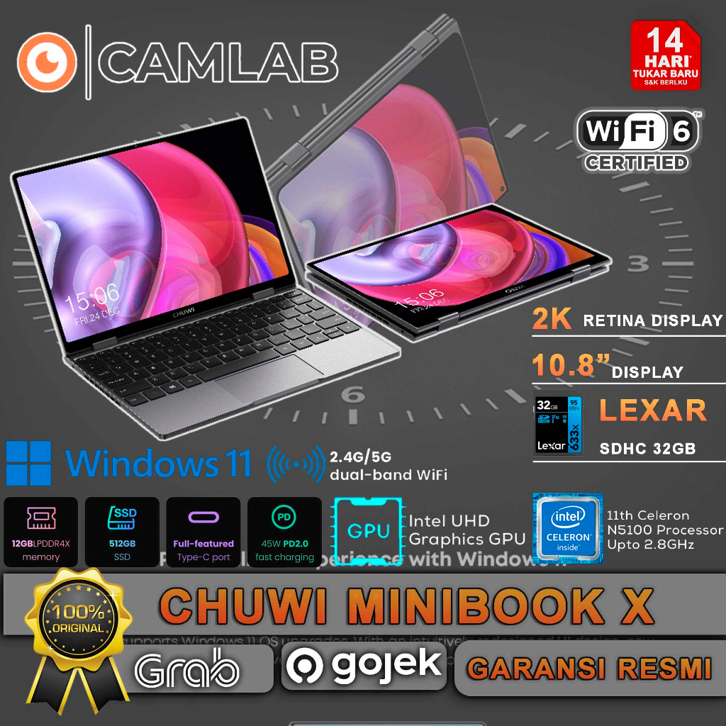 Jual Chuwi MINIBOOK X 10 8 Inch 12 512GB SSD Laptop Mini Yoga 2K