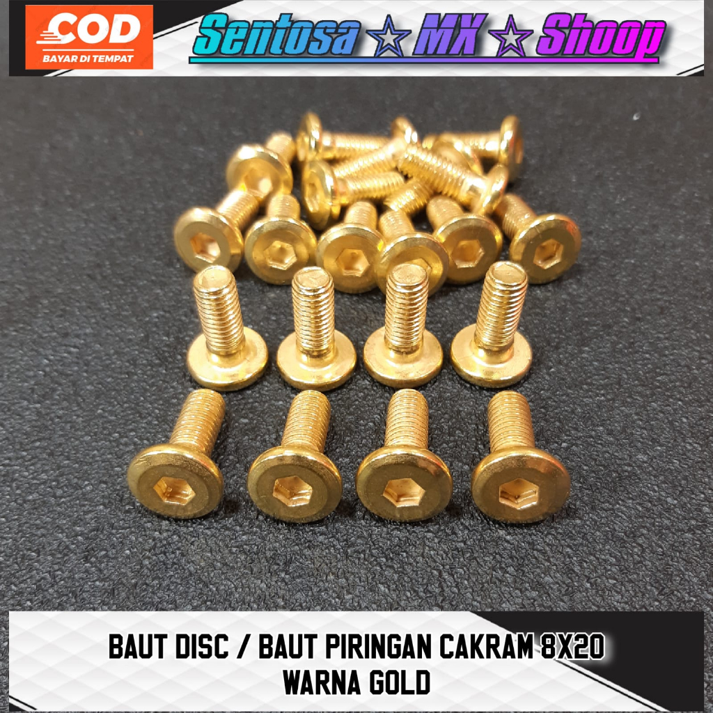 Jual Baut Disc Baut Piringan Cakram X Warna Gold Stainless