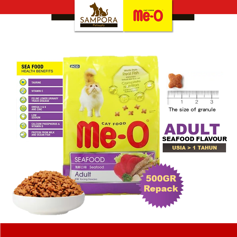 Jual Makanan Kucing Meo Seafood Kemasan Repack 500GR Dry Food Meo