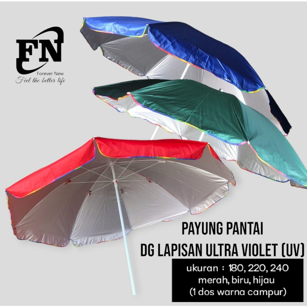 Jual UV 240cm PAYUNG PANTAI POLOS Anti UV 240CM Payung Cafe Payung