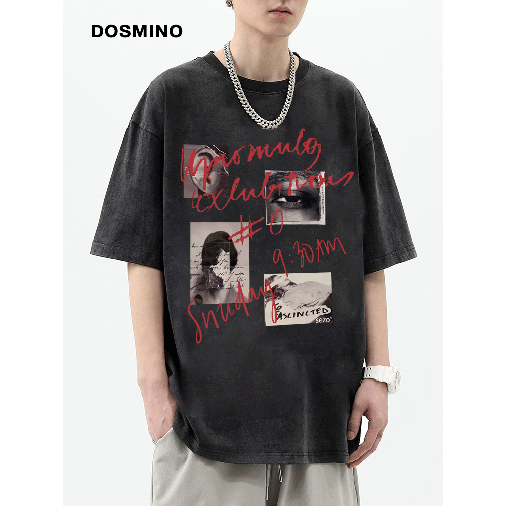 Jual Dosmino Kaos Oversize Distro Pria Cetakan Warna Retro Amerika Kaos