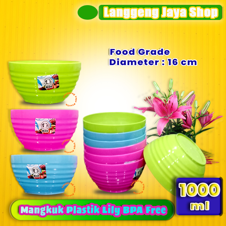 Jual Promo 12 Pcs Mangkok Lily Mangkuk Ramen Ulir Multiwarna Plastik