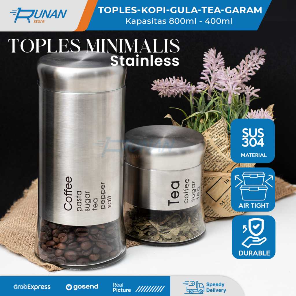 Jual Toples Kopi Canister Kedap Udara 800ml Toples Makanan Wadah Gula