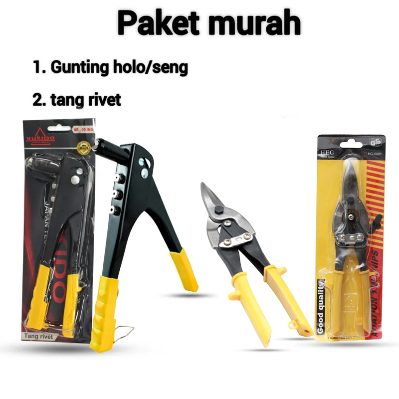 Jual Murah Set Pc Paket Tang Rivet Gunting Holo Gunting Baja Ringan