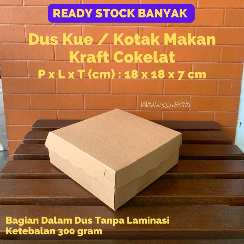 Jual Dus Kue Kotak Makan Nasi R8 18cm X 18cm X 7cm Kraft Cokelat