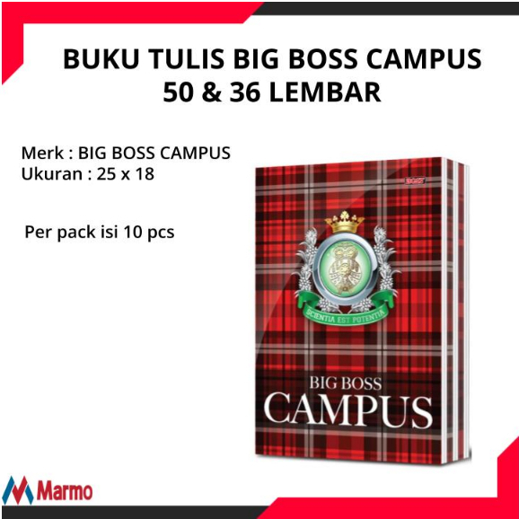 Jual BUKU TULIS BIG BOSS CAMPUS ISI 36 Dan 50 LEMBAR 1 PAK 10PCS