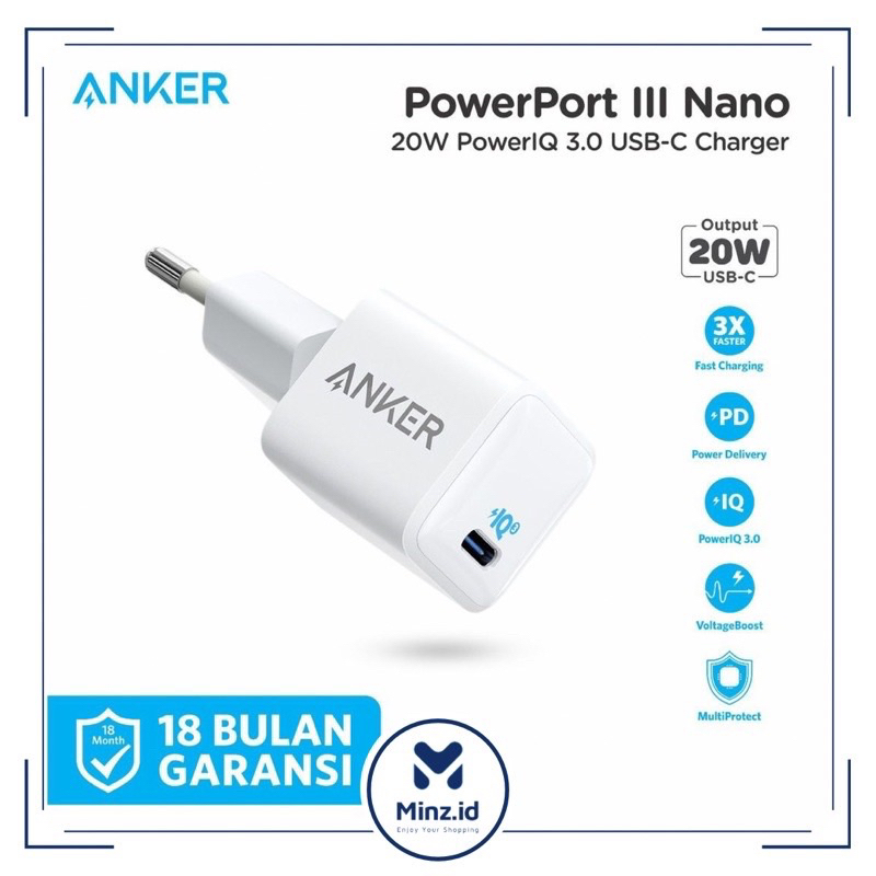 Jual Wall Charger Anker Powerport Iii Nano W Usb C Fast Charging