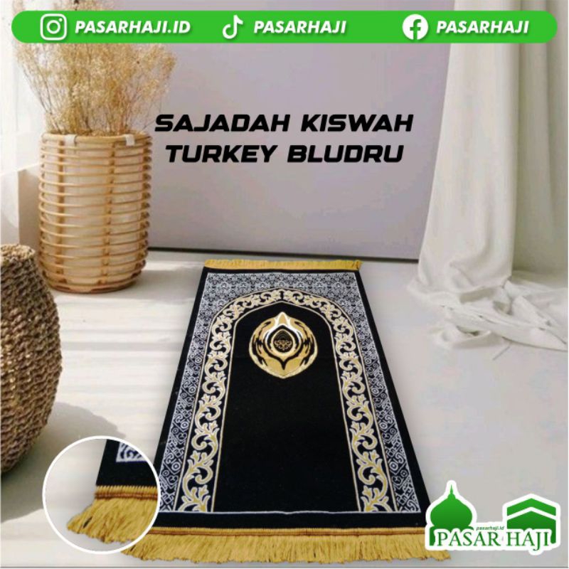 Jual Sajadah Turki Bulu Ukuran BESAR Kiswah Hitam Termurah Shopee