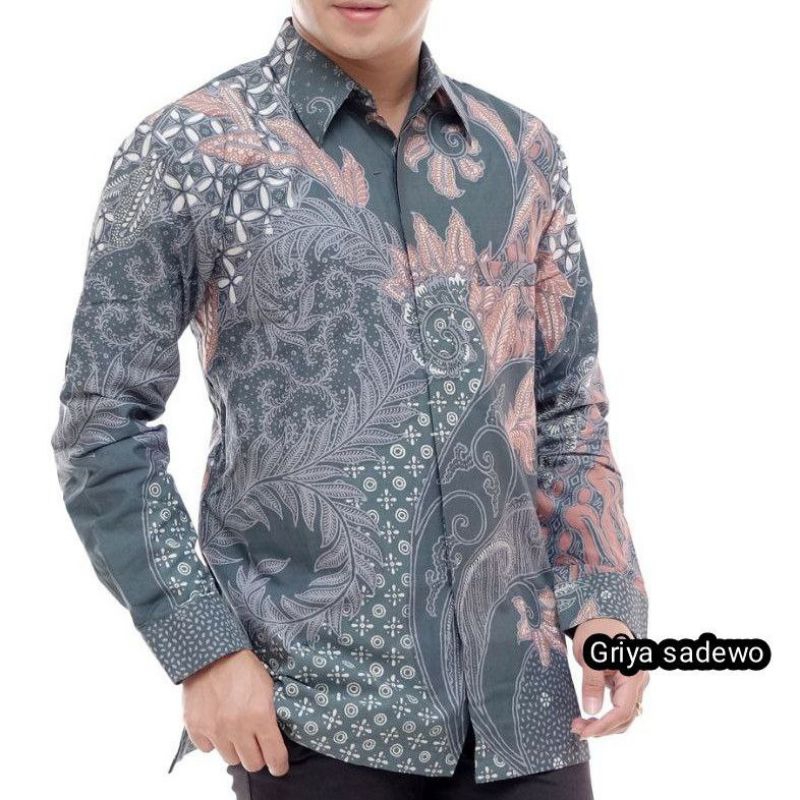 Jual Kemeja Baju Batik Pria Dewasa Lengan Panjang Tulis Kombinasi Motif