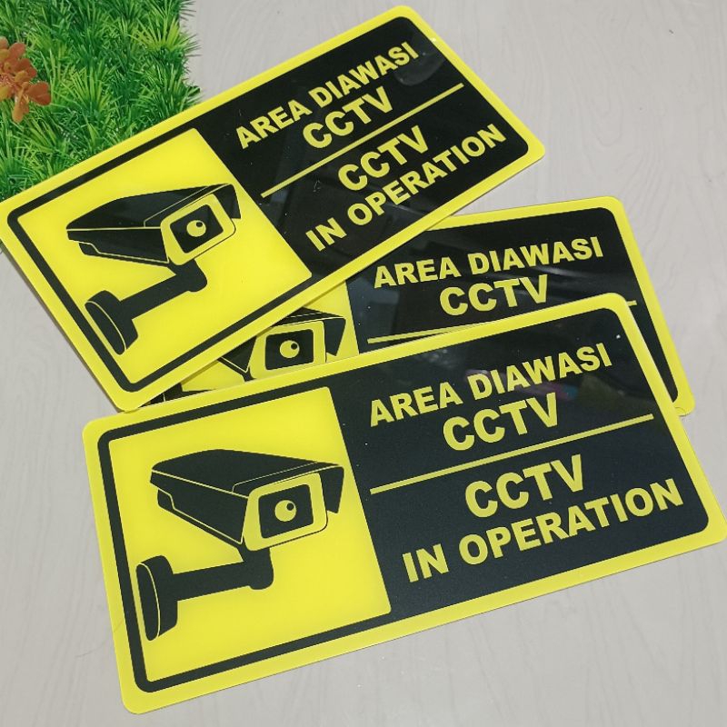 Jual PAPAN AKRILIK Label Sign Area Diawasi CCTV CCTV In Operation