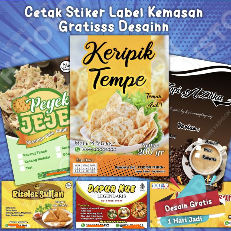 Jual Cetak Stiker Label Cemilan Makanan Label Produk Umkm Kemasan