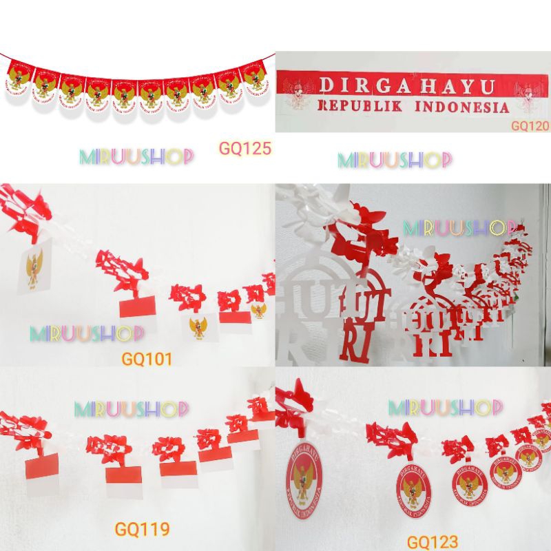 Jual Slinger Garland Dirgahayu HUT RI Kemerdekaan Garuda Bendera Merah