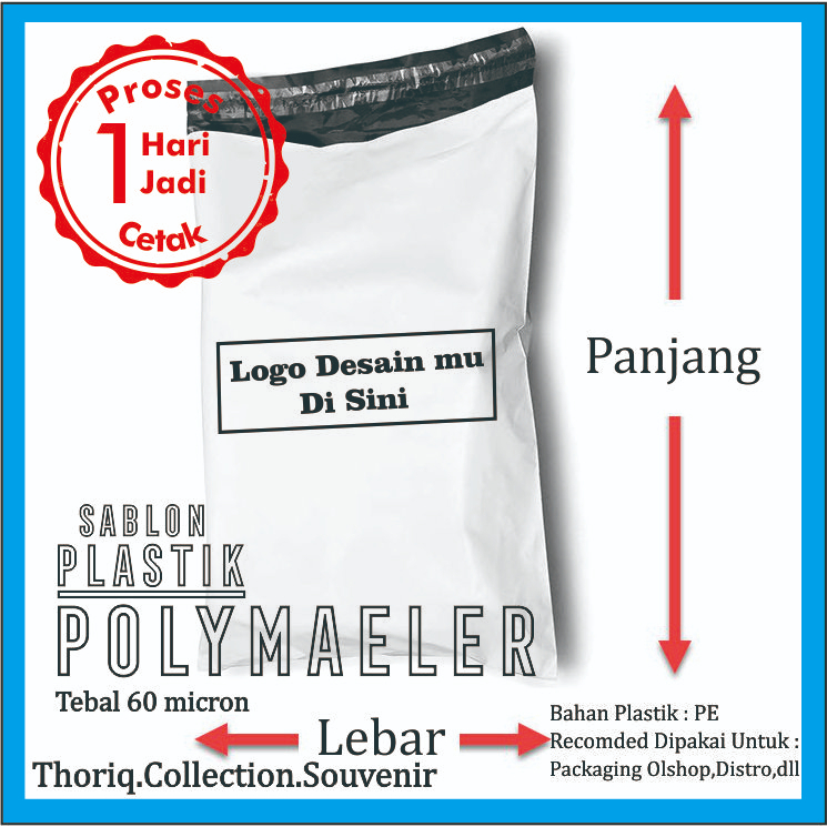 Jual Sablon Plastik Packing Olshop Polymailer Ukuran 30 X 40 Putih