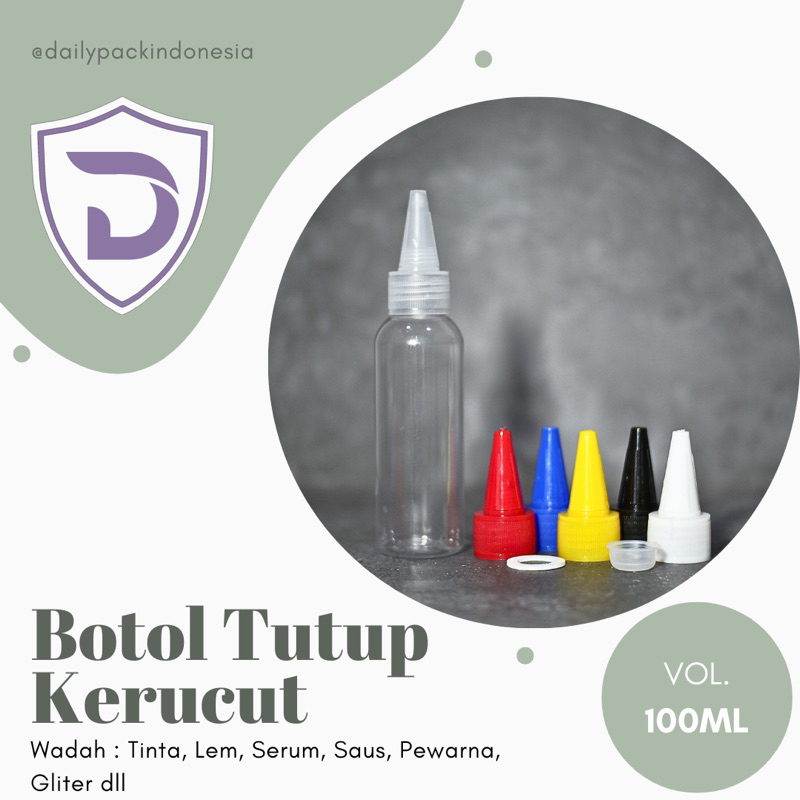 Jual Kemasan Tinta Botol Tinta Isi Ulang Botol PET BR 100ml Clear