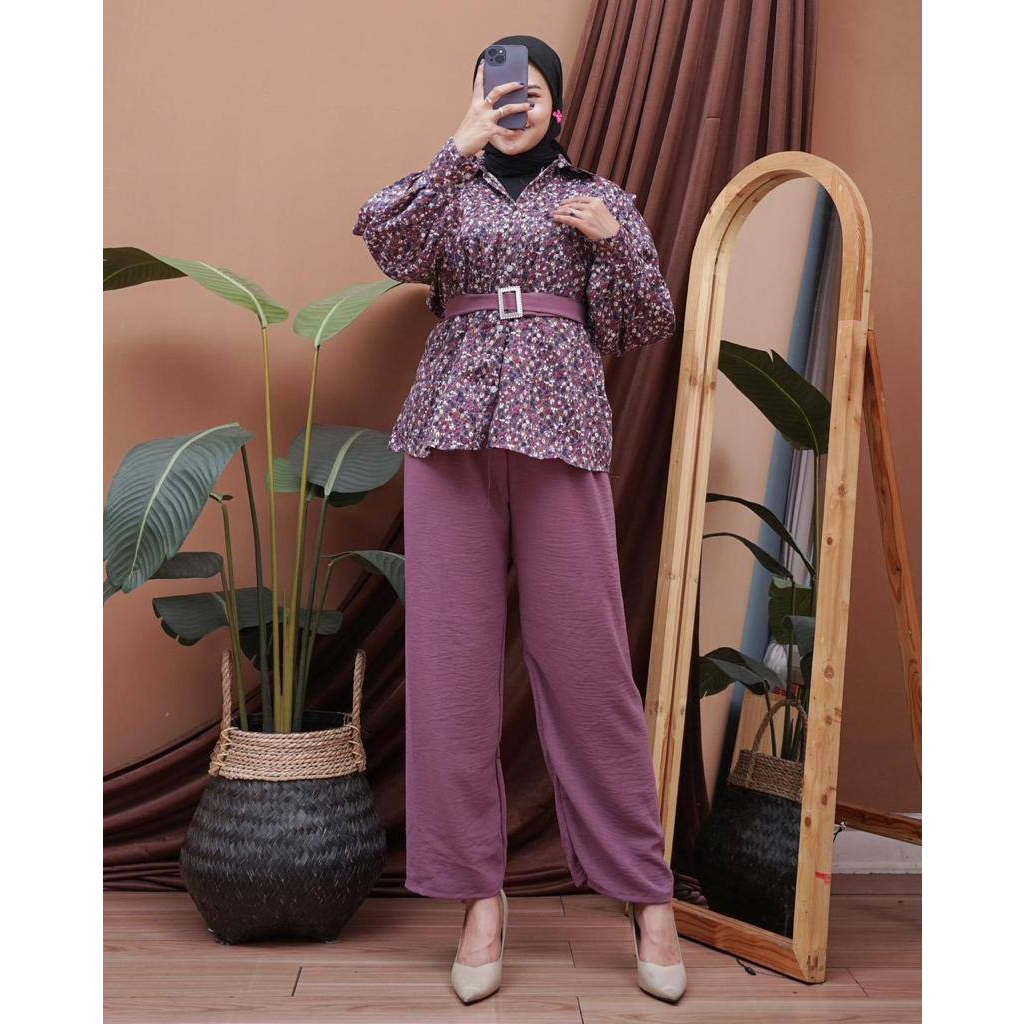 Jual New Set Kanza Dan Nagita Blouse Dan Celana Crincel Bahan Airflow