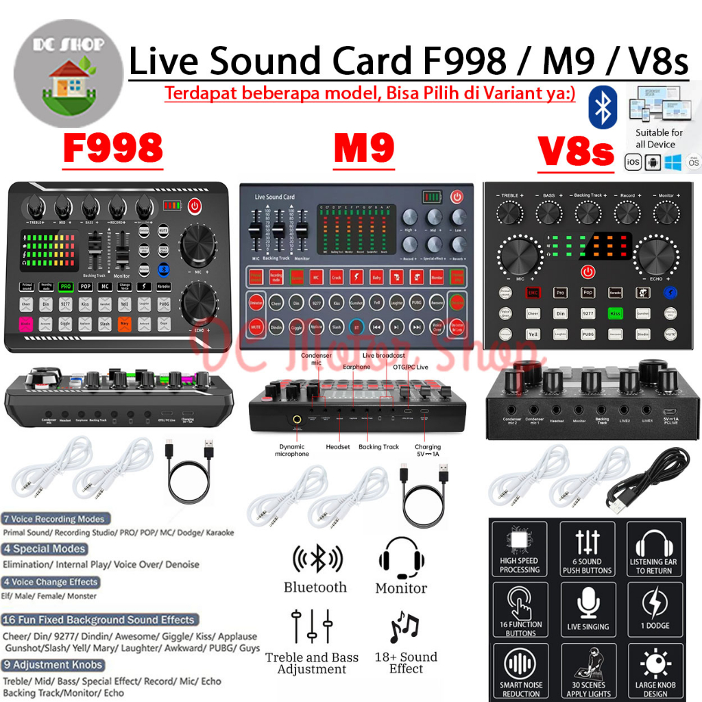 Jual Sound Card V8S M9 F998 Mixer Bluetooth Audio Usb External