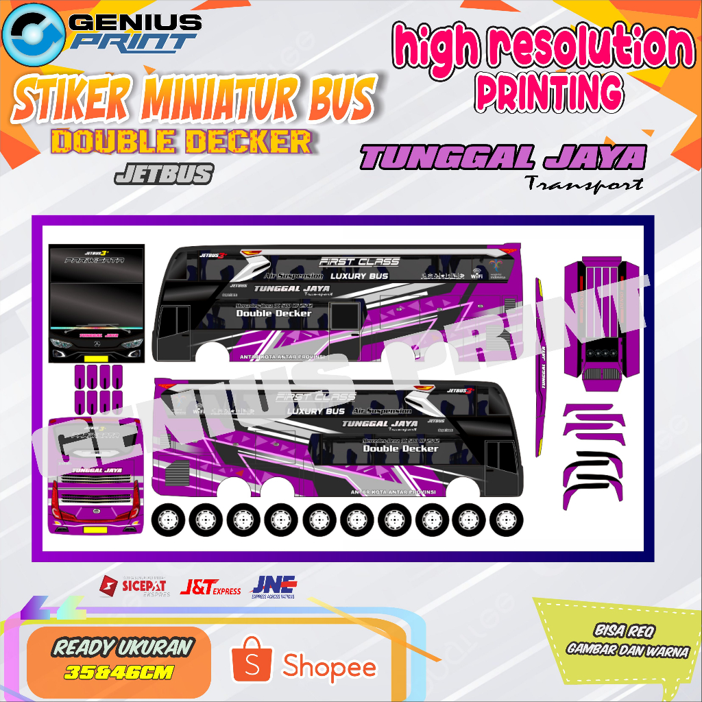 Jual Stiker Miniatur Bus Double Decker Jb Livery Tunggal Jaya Uk