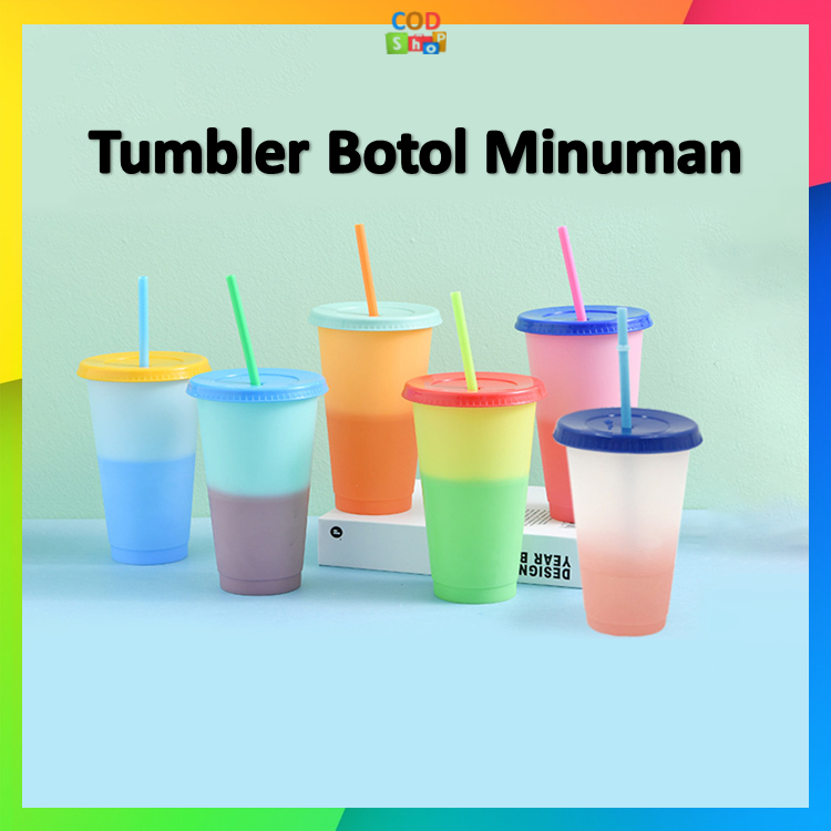 Jual COD Bo5861 Tumbler Berubah Warna Reusable Cup Color Tumbler