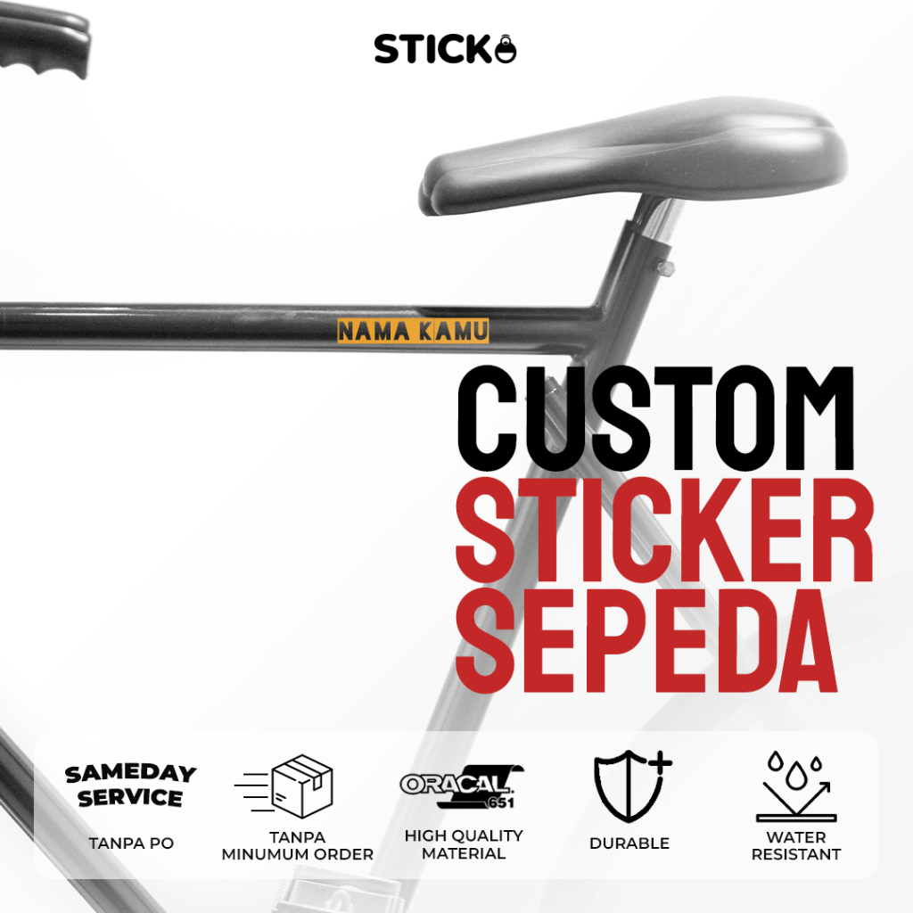 Jual Cutting Sticker Sepeda Stiker Decal Frame Custom Nama Kata Tulisan