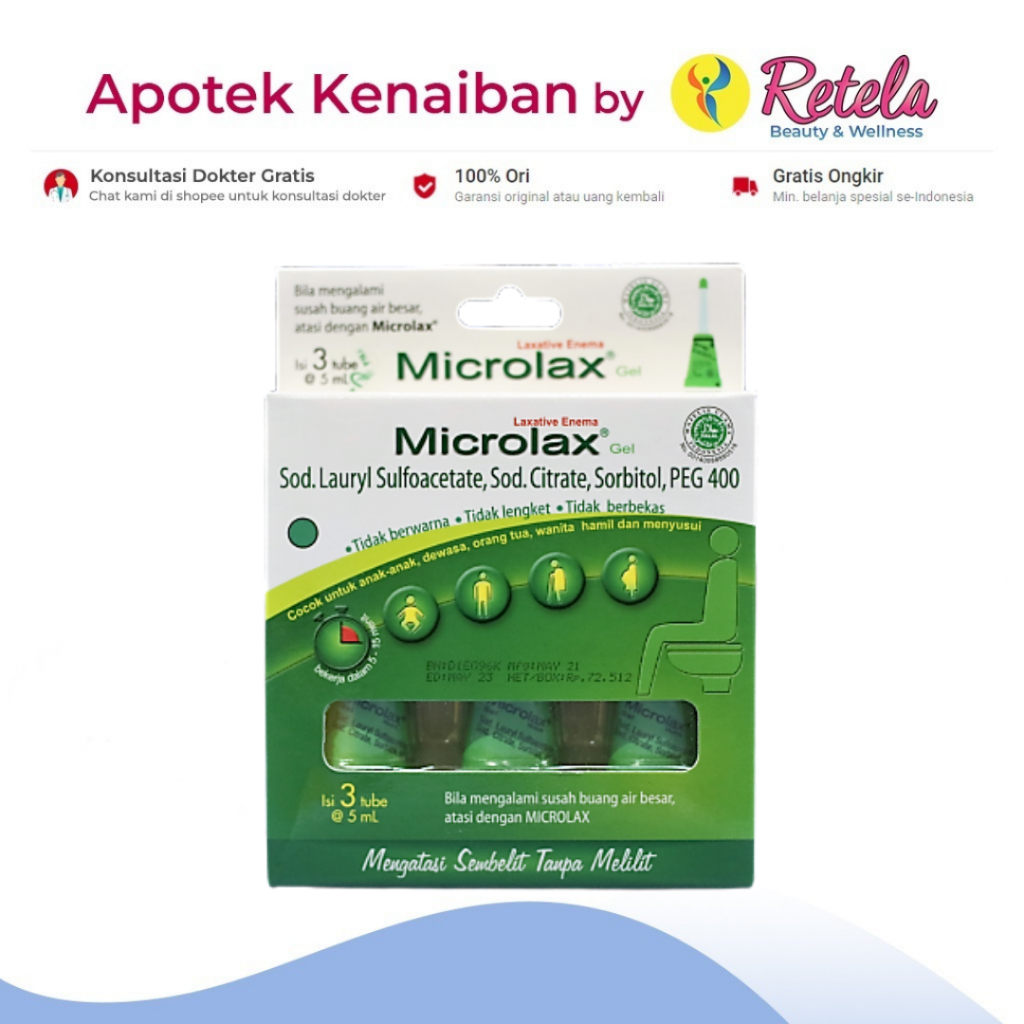 Jual Microlax Gel Isi Untuk Sembelit Susah Buang Air Besar Shopee