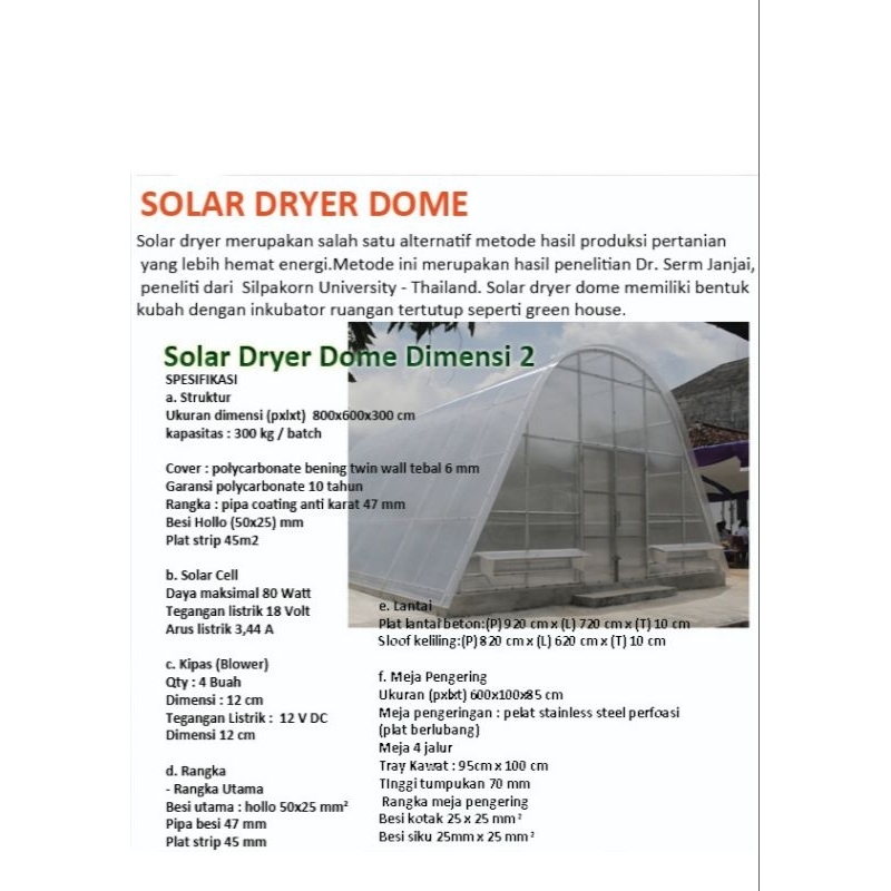 Jual Solar Dryer Dome Lokal Shopee Indonesia