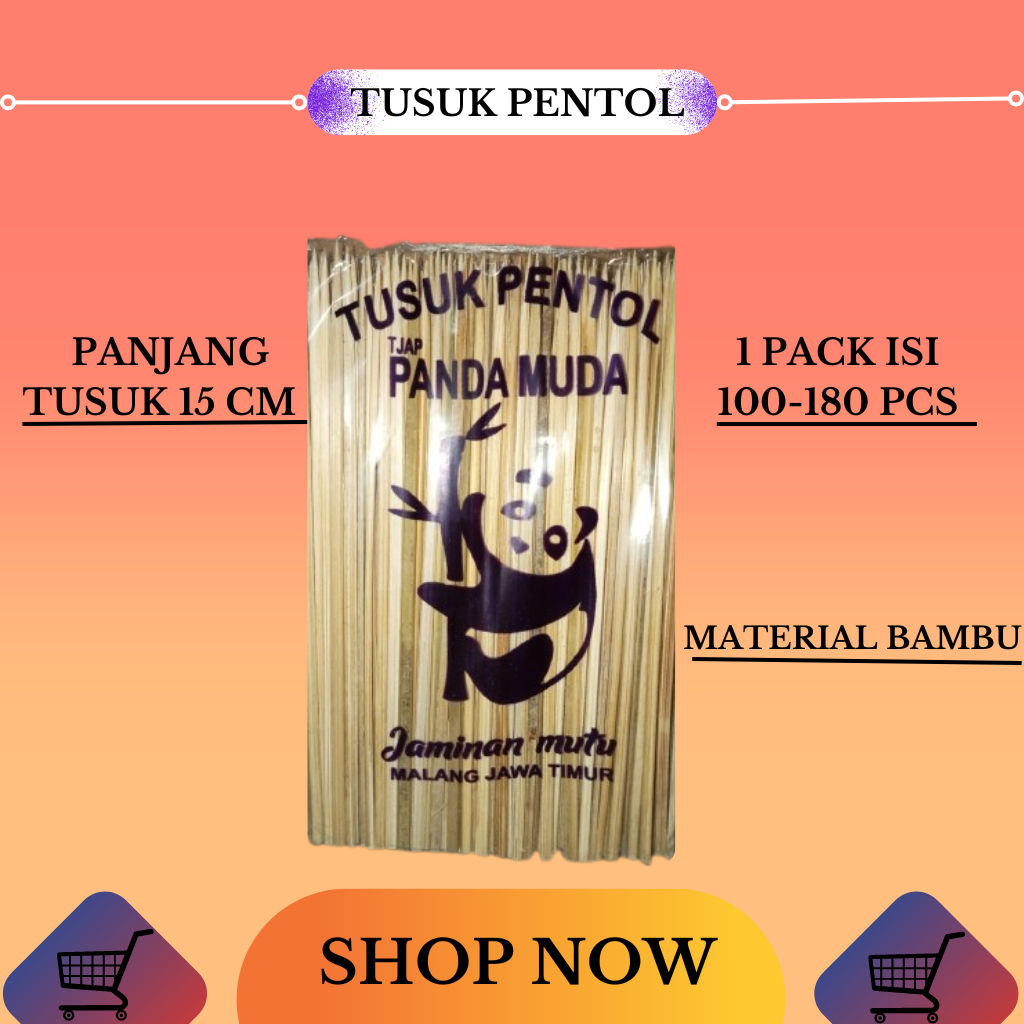 Jual TUSUK SATE PENTOL CAP PANDA MUDA PANJANG 15 CM Shopee Indonesia