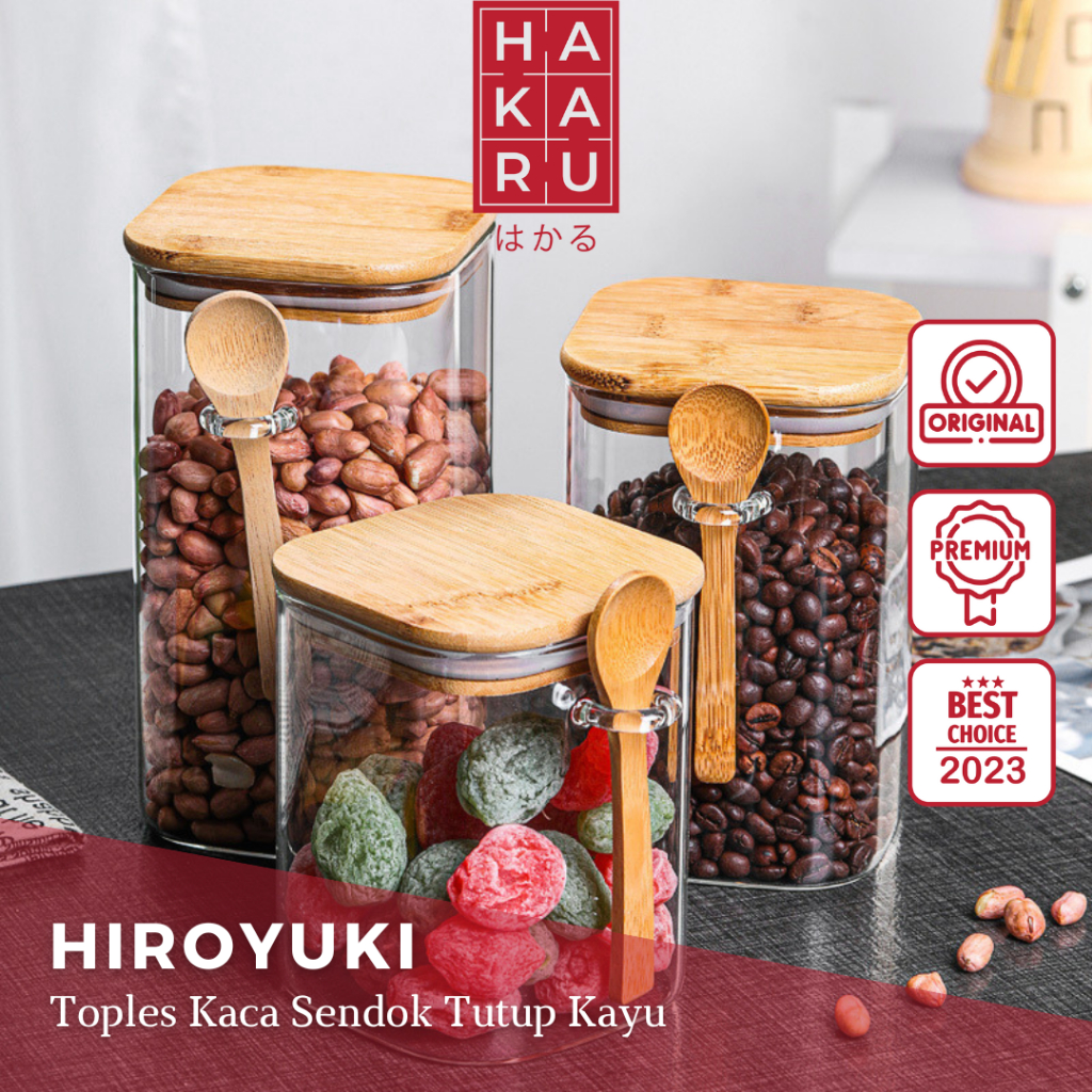 Jual HAKARUHIROYUKI Toples Kaca Tempat Simpan Makanan Ringan Tutup