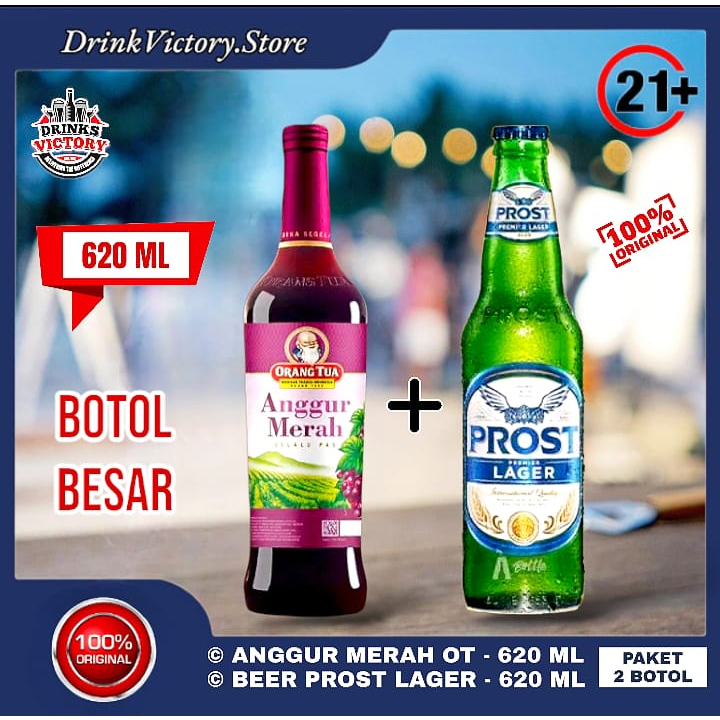 Jual Paket Anggur Merah Biasa OT Bir Prost Lager Beer Botol Besar 620