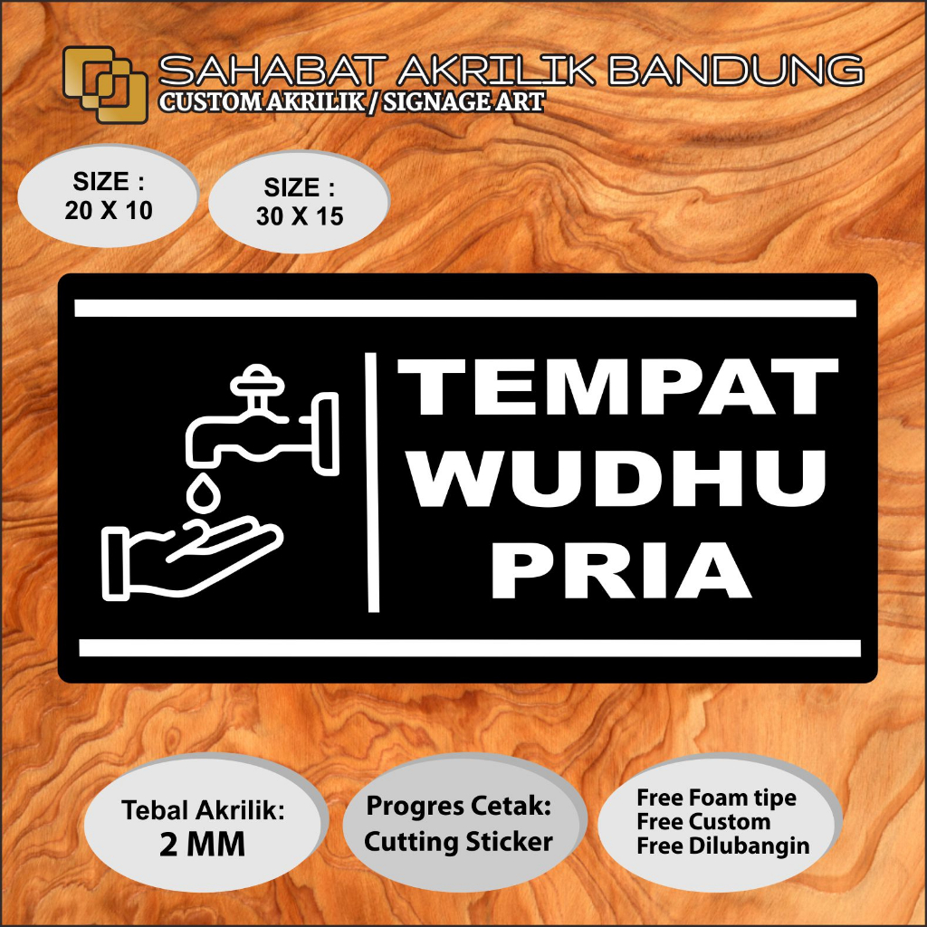 Jual AKRILIK SIGN TEMPAT WUDHU PRIA Shopee Indonesia