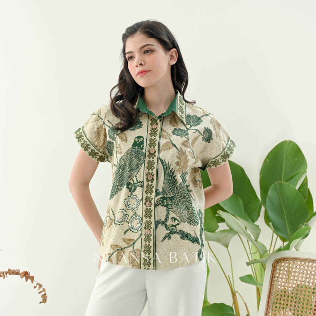 Jual Nuansa Batik Blouse Batik Kemeja Batik Lengan Pendek Bahan Katun